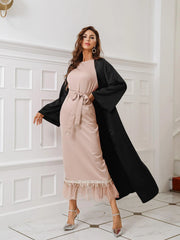 Premium Fabric Abaya With pockets on both sides Long Sleeve Open Front Casual Modest Muslim Dress For Women