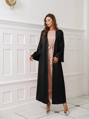 Premium Fabric Abaya With pockets on both sides Long Sleeve Open Front Casual Modest Muslim Dress For Women