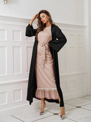 Premium Fabric Abaya With pockets on both sides Long Sleeve Open Front Casual Modest Muslim Dress For Women