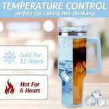 40.1oz Stanely Tumbler with Handle Full set, Lid & Straw -Double-Wall Insulated Stainless Steel Keeps Drinks Hot or Cold for 24 Hours - Perfect for Iced Tea, Coffee, Camping, Travel & Fitness - Fitness Hydration | Modern Tumbler | Durable Tumbler