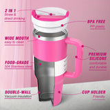 40.1oz Stanely Tumbler with Handle Full set, Lid & Straw -Double-Wall Insulated Stainless Steel Keeps Drinks Hot or Cold for 24 Hours - Perfect for Iced Tea, Coffee, Camping, Travel & Fitness - Fitness Hydration | Modern Tumbler | Durable Tumbler