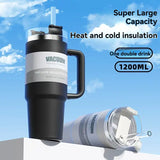 40.1oz Stanely Tumbler with Handle Full set, Lid & Straw -Double-Wall Insulated Stainless Steel Keeps Drinks Hot or Cold for 24 Hours - Perfect for Iced Tea, Coffee, Camping, Travel & Fitness - Fitness Hydration | Modern Tumbler | Durable Tumbler