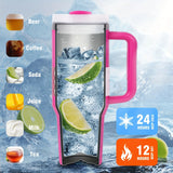 40.1oz Stanely Tumbler with Handle Full set, Lid & Straw -Double-Wall Insulated Stainless Steel Keeps Drinks Hot or Cold for 24 Hours - Perfect for Iced Tea, Coffee, Camping, Travel & Fitness - Fitness Hydration | Modern Tumbler | Durable Tumbler