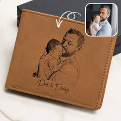 Custom Photo Engraved Leather Wallet - Personalized Gift