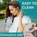 40.1oz Stanely Tumbler with Handle Full set, Lid & Straw -Double-Wall Insulated Stainless Steel Keeps Drinks Hot or Cold for 24 Hours - Perfect for Iced Tea, Coffee, Camping, Travel & Fitness - Fitness Hydration | Modern Tumbler | Durable Tumbler