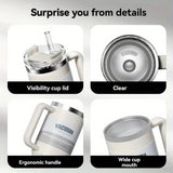 40.1oz Stanely Tumbler with Handle Full set, Lid & Straw -Double-Wall Insulated Stainless Steel Keeps Drinks Hot or Cold for 24 Hours - Perfect for Iced Tea, Coffee, Camping, Travel & Fitness - Fitness Hydration | Modern Tumbler | Durable Tumbler