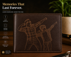 Custom Photo Engraved Leather Wallet - Personalized Gift