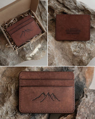 Custom Photo Engraved Leather Wallet - Personalized Gift