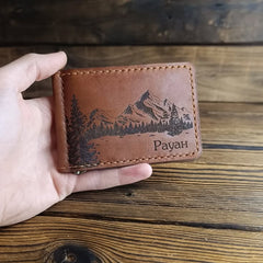 Custom Photo Engraved Leather Wallet - Personalized Gift