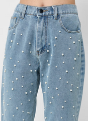 High Rise Embellished Jeans