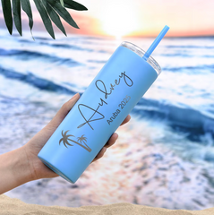 Personalized Skinny 20oz Tumbler, your name and date, or any text you want,Bridesmaid Tumbler with Straw, Bachelorette Party, Wedding Party water glass Gifts, Custom bridal cups