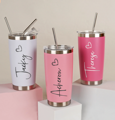 Personalized Skinny 20oz Tumbler, your name and date, or any text you want,Bridesmaid Tumbler with Straw, Bachelorette Party, Wedding Party water glass Gifts, Custom bridal cups