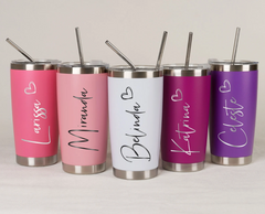 Personalized Skinny 20oz Tumbler, your name and date, or any text you want,Bridesmaid Tumbler with Straw, Bachelorette Party, Wedding Party water glass Gifts, Custom bridal cups