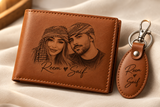 Custom Photo Engraved Leather Wallet - Personalized Gift