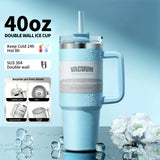 40.1oz Stanely Tumbler with Handle Full set, Lid & Straw -Double-Wall Insulated Stainless Steel Keeps Drinks Hot or Cold for 24 Hours - Perfect for Iced Tea, Coffee, Camping, Travel & Fitness - Fitness Hydration | Modern Tumbler | Durable Tumbler