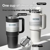 40.1oz Stanely Tumbler with Handle Full set, Lid & Straw -Double-Wall Insulated Stainless Steel Keeps Drinks Hot or Cold for 24 Hours - Perfect for Iced Tea, Coffee, Camping, Travel & Fitness - Fitness Hydration | Modern Tumbler | Durable Tumbler