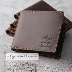 Custom Photo Engraved Leather Wallet - Personalized Gift