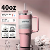 40.1oz Stanely Tumbler with Handle Full set, Lid & Straw -Double-Wall Insulated Stainless Steel Keeps Drinks Hot or Cold for 24 Hours - Perfect for Iced Tea, Coffee, Camping, Travel & Fitness - Fitness Hydration | Modern Tumbler | Durable Tumbler