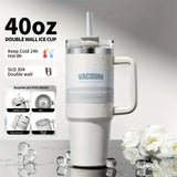 40.1oz Stanely Tumbler with Handle Full set, Lid & Straw -Double-Wall Insulated Stainless Steel Keeps Drinks Hot or Cold for 24 Hours - Perfect for Iced Tea, Coffee, Camping, Travel & Fitness - Fitness Hydration | Modern Tumbler | Durable Tumbler