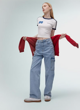 Wide Leg High Waist Long Cargo Jeans