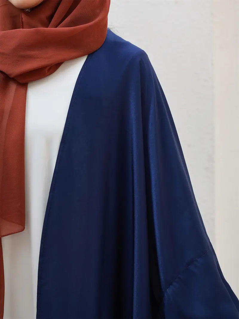 [Elegant | Polyester] 1pc Elegant Solid Color Polyester Abaya | Long Dress with Split Raglan Sleeves, Loose Fit, Woven Weave | All-Season Long Robe for Women