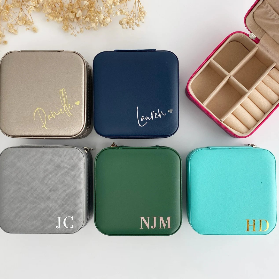 Organized Travel Jewelry Case with Personalized Names