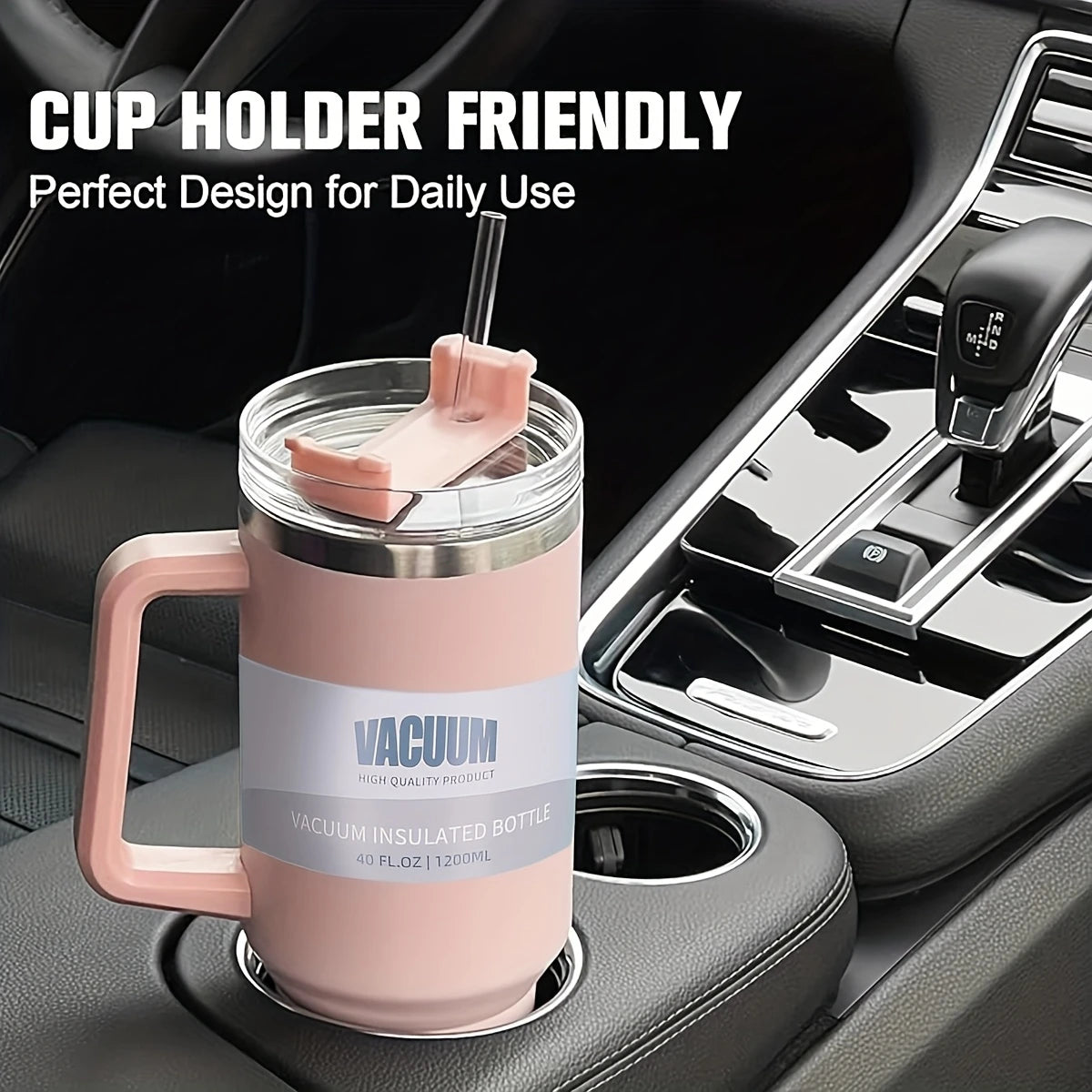 40.1oz Stanely Tumbler with Handle Full set, Lid & Straw -Double-Wall Insulated Stainless Steel Keeps Drinks Hot or Cold for 24 Hours - Perfect for Iced Tea, Coffee, Camping, Travel & Fitness - Fitness Hydration | Modern Tumbler | Durable Tumbler