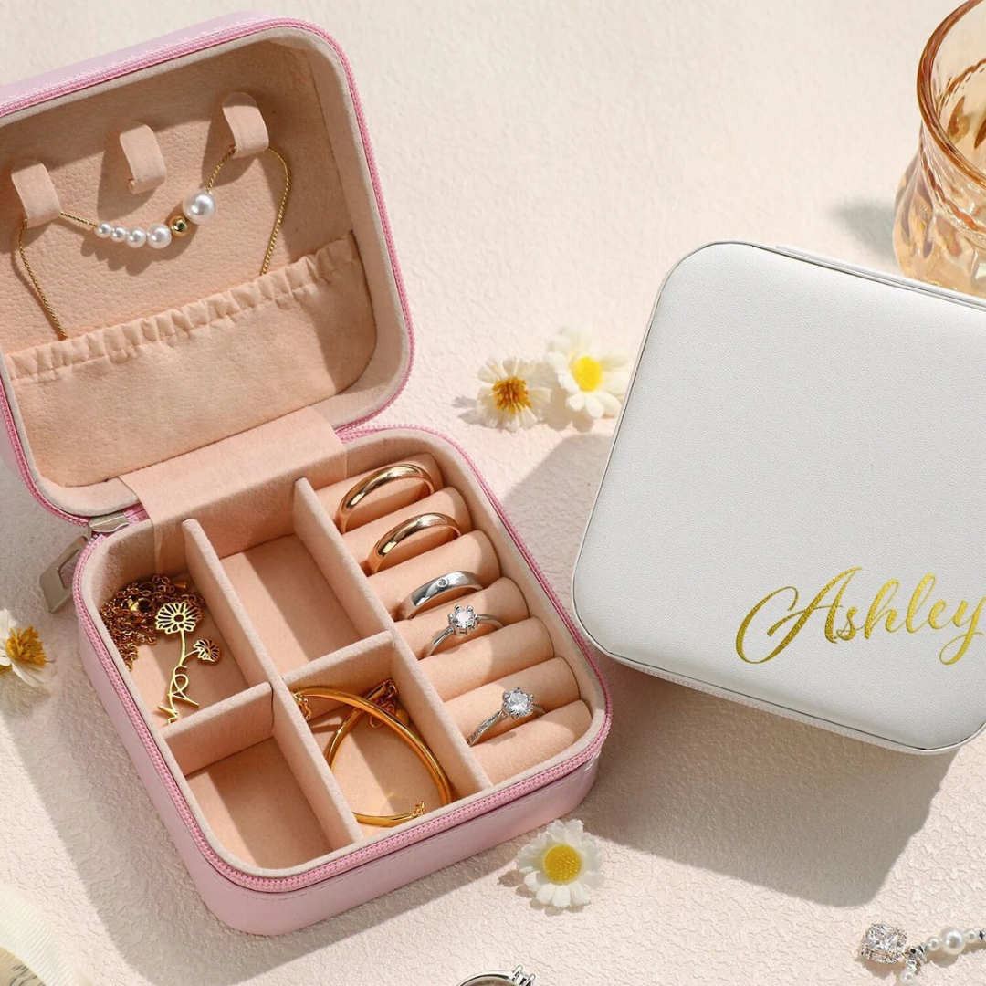 Organized Travel Jewelry Case with Personalized Names