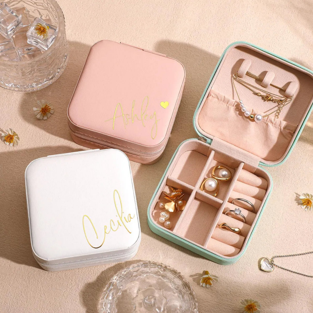 Organized Travel Jewelry Case with Personalized Names