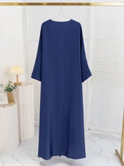[Elegant | Polyester] 1pc Elegant Solid Color Polyester Abaya | Long Dress with Split Raglan Sleeves, Loose Fit, Woven Weave | All-Season Long Robe for Women