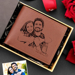 Custom Photo Engraved Leather Wallet - Personalized Gift