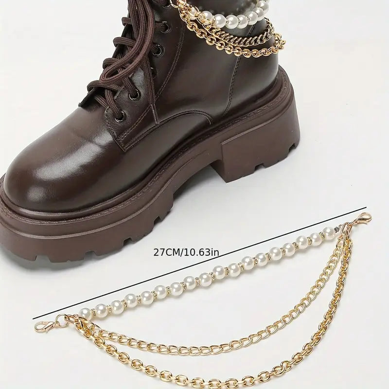 2Pcs Shoes Pearl Chain