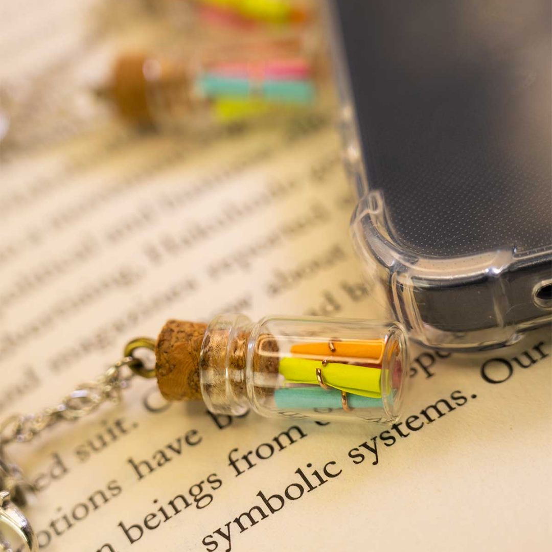 Romantic Phone Charm with glass bottle inside scrolls