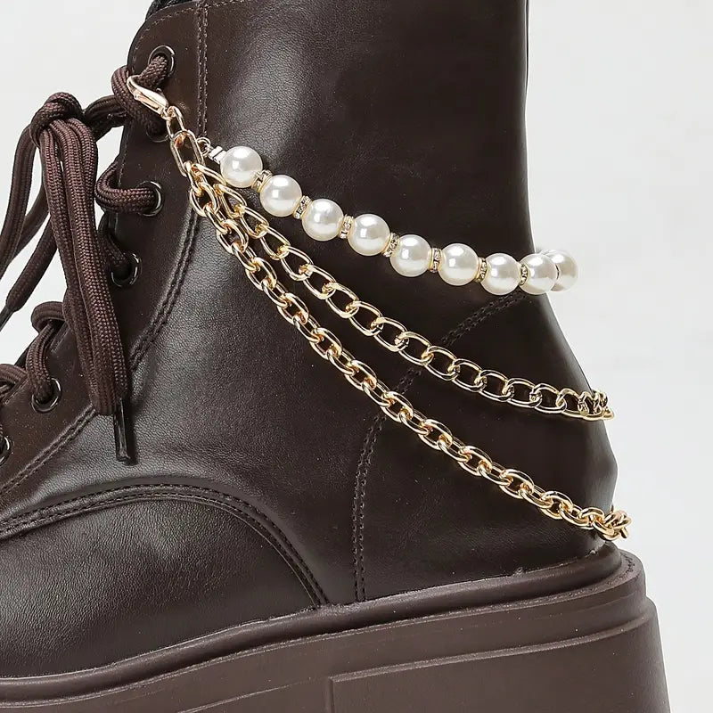 2Pcs Shoes Pearl Chain