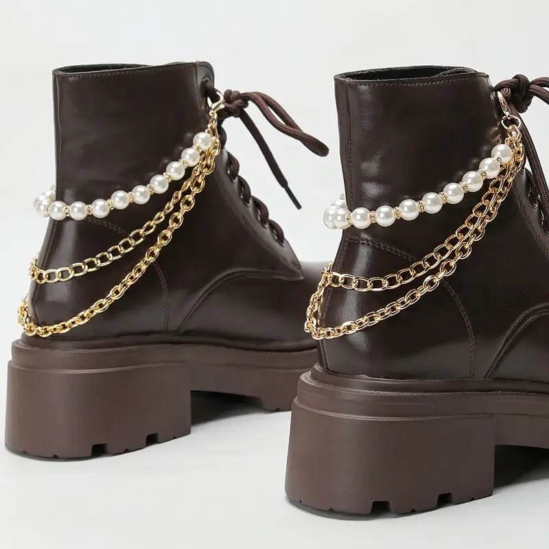 2Pcs Shoes Pearl Chain