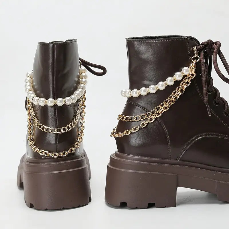 2Pcs Shoes Pearl Chain