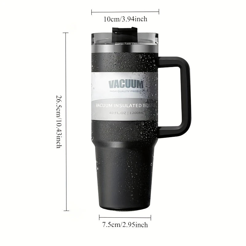 40.1oz Stanely Tumbler with Handle Full set, Lid & Straw -Double-Wall Insulated Stainless Steel Keeps Drinks Hot or Cold for 24 Hours - Perfect for Iced Tea, Coffee, Camping, Travel & Fitness - Fitness Hydration | Modern Tumbler | Durable Tumbler