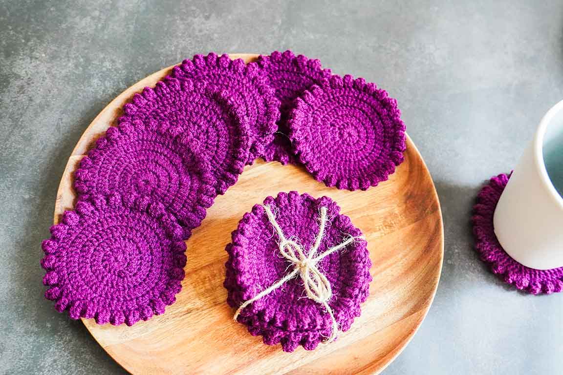 2pc/4pc Crochet Coasters