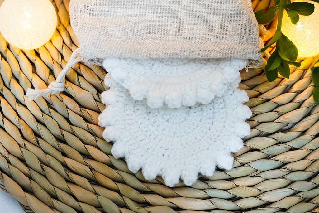 White Handmade Crochet Coasters