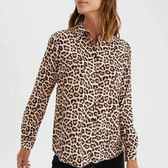 Leopard Print Long-Sleeve Shirt Casual Also Formal Wear