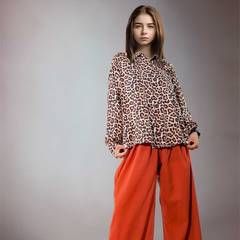 Leopard Print Long-Sleeve Shirt Casual Also Formal Wear