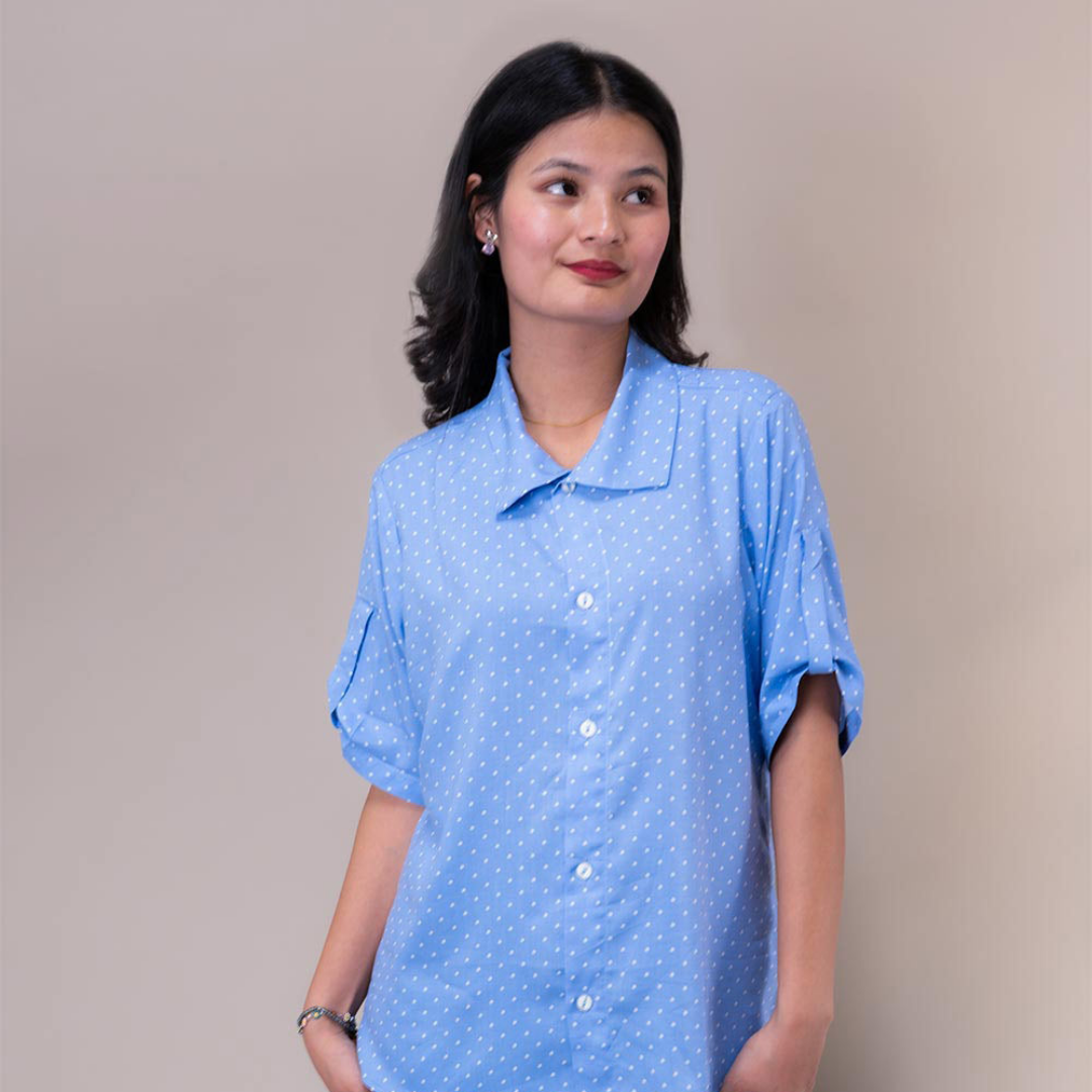 premium soft fabric polka dots bottom down casual wear