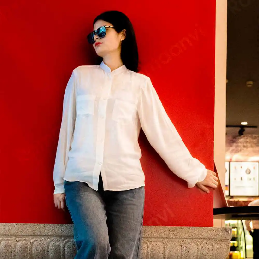 Women's Premium White Shirt with Side Pockets