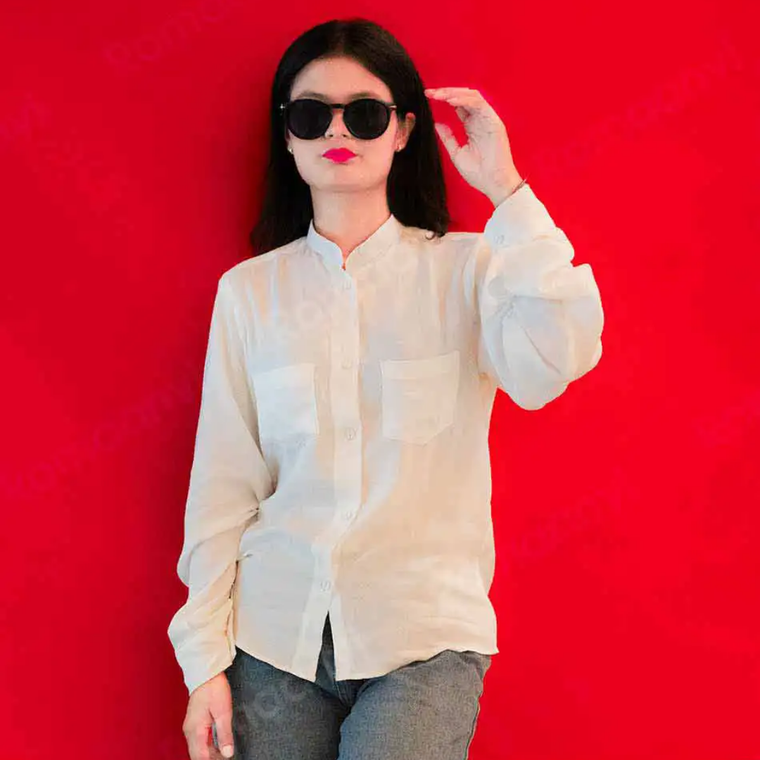 Women's Premium White Shirt with Side Pockets