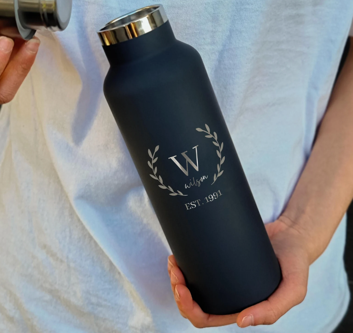 Customized Personalized laser engraved gift water bottle