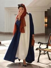 [Elegant | Polyester] 1pc Elegant Solid Color Polyester Abaya | Long Dress with Split Raglan Sleeves, Loose Fit, Woven Weave | All-Season Long Robe for Women