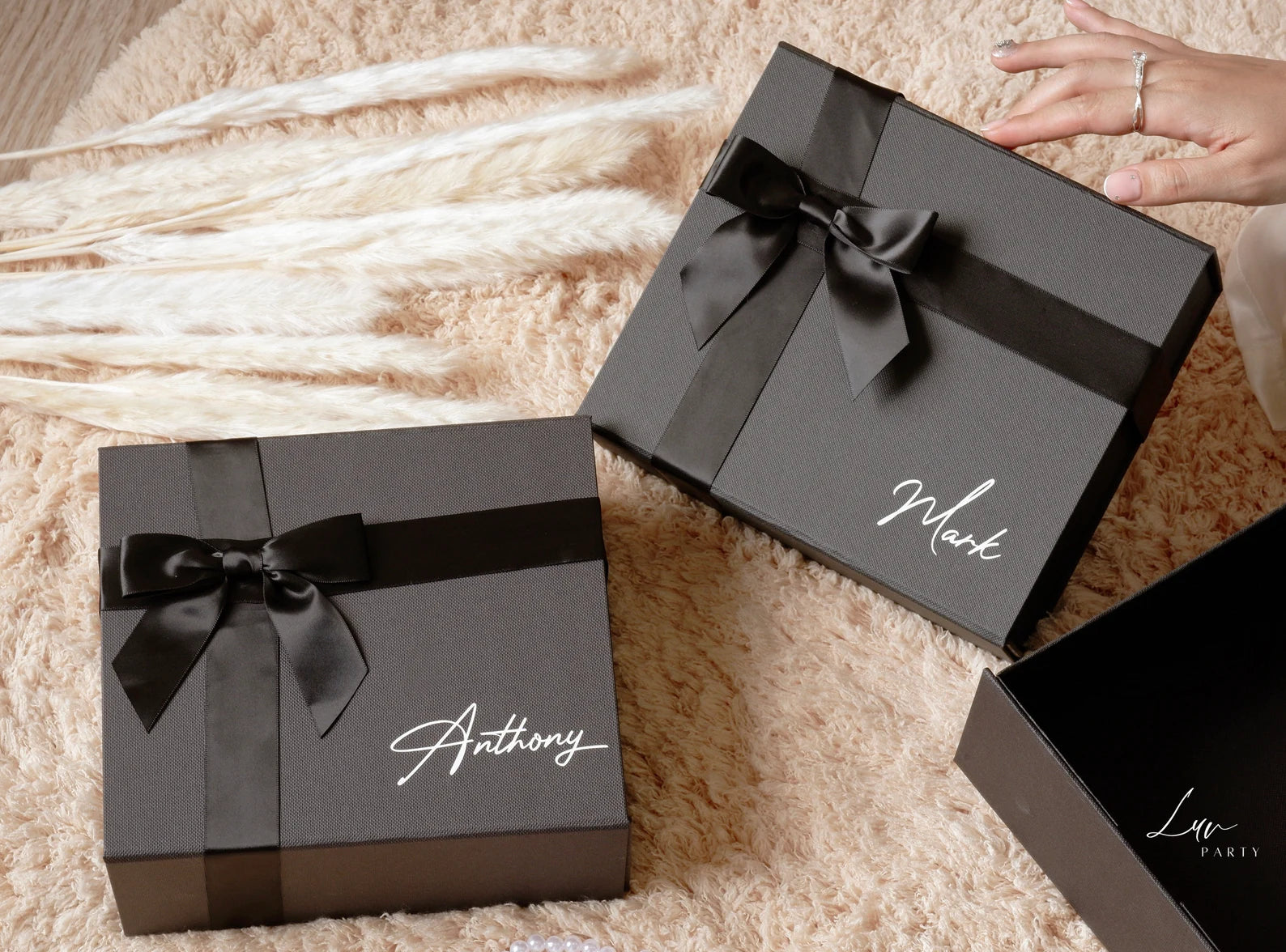 Personalized Ribbon Closure Gift Boxes for Brides and Grooms