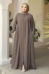 Beige Hijab Abaya - Zippered